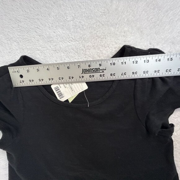 Anthropologie Leifnotes Womens Short Sleeve Peplum Top Small Black Cotton New - Picture 5 of 7